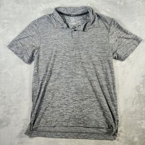 Rugby University Heather Gray Collared‎ Polo Short Sleeve Stretch Slim Fit (S)